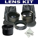 Essential Kit for KODAK Easyshare P850 P712, Includes: Adapter Tube (Made in light and sturdy aluminum) + 2.0X Telephoto and 0.45X Wide Angle High Definition Lens, Adapter Ring Kit + 1 Ultra Fine GOJA Microfiber Cleaning Cloth.