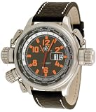 Adee Kaye #AK5016-M4 Men's Scuba Master World Time Watch (Orange Numbers)