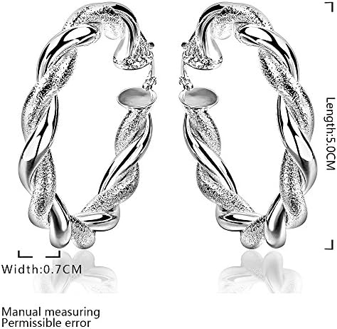 Cyber Monday Sale 2015 1 Pair Silver Plated Twisted Click-top Round Hoop Earrings(50mm Diameter)