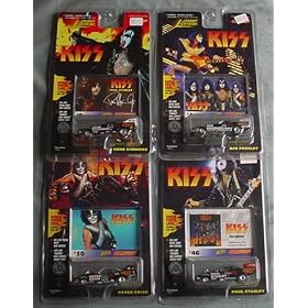 Johnny Lightning Racing Dreams Kiss 4 Funny Car Set Peter Criss, Paul Stanley, Ace Frehley, Gene Simmons