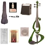 Music Basics Electric Violin - Green (VLN-E10-Green 10 Watt Package)