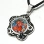 Murano Glass Millefiori Black Color Flower Pendant For Women