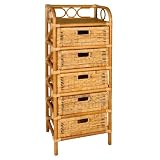 Hansen 2439/5 Rattan Rack 5 Drawers 45 x 35 x 115 cm Honey
