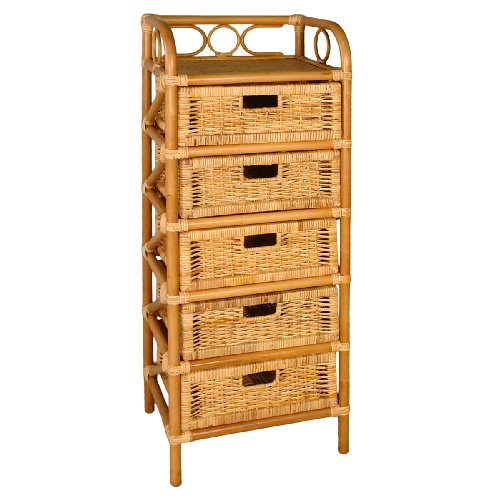 Hansen 2439/5 Rattanregal 5 Sch&uuml;be 45 x 35 x 115 cm honig Preisvergleich