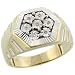 10k Gold Rhodium Accented Watch Band Style Men's Diamond Ring, w/ 0.03 Carat Illusion Set Brilliant Cut Diamonds, 9/16 in. (14mm) wide