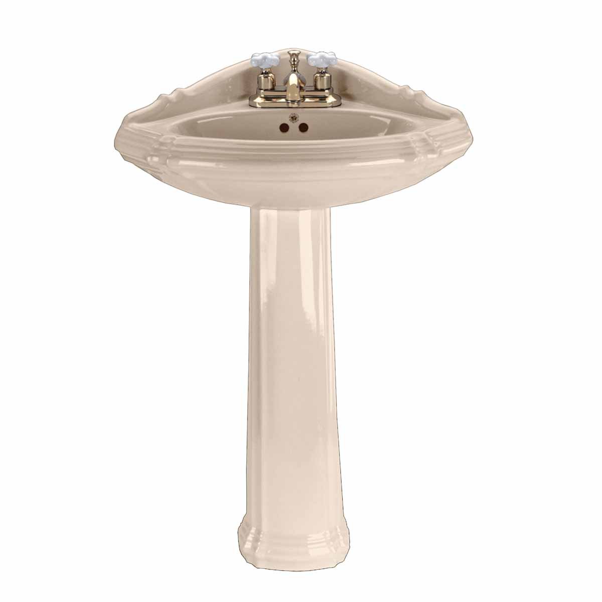 Bone Corner Pedestal Sink Grade A Vitreous China Space Saver 4
