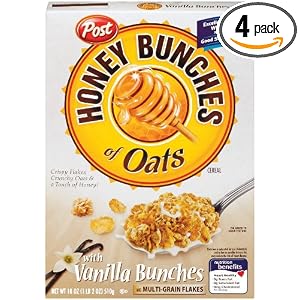 Honey Bunches of Oats Vanilla Clusters, 18-Ounce Boxes (Pack of 4) by Post