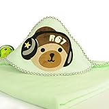 B.H. Select ベビー フード付き 大判 バスタオル おくるみ バスローブ ふんわり やさしい ブランケット プレゼントに最適 (くま（パステルグリーン）) BH63-2