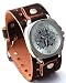 Nemesis #NE400BR Men's Serpent Dragon Skull Leather Cuff Watch
