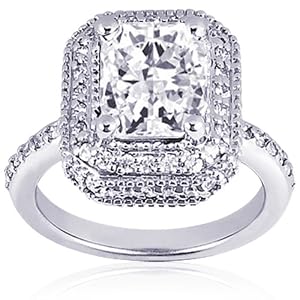 1 Ct Radiant Cut Diamond Vintage Engagement Ring SI1