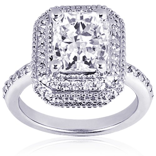 1.30 Ct Radiant Cut Diamond Vintage Engagement Ring 14k