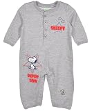 Franco Apparel Baby-Boys Newborn Peanuts Terry Coverall Rompers Set, Heather Gray, 3 Months