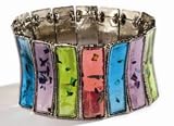 Hush! Multi Coloured Enamel Foil and Metal Elasticated Bracelet- Fiesta Collection