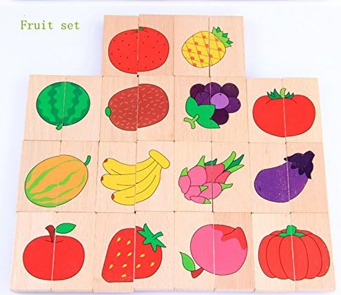 28Pcs Vechile Domino Toys Multicolor Baby Toys Wooden Blocks Educatinal Wooden Toys Fruit Set