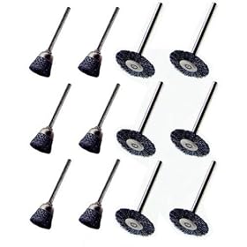 Buy 12 Steel Wire Brushes w  Arbors for Dremel - Cup Wheel by SEINC now!
