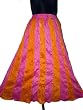 Womens Bollywood Gypsy Rose Pink Orange Crinkle Cotton Long Skirt 40"
