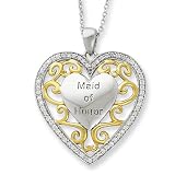 Sterling Silver and Accented with Gold Plating CZ 18 Inch Heart Necklace