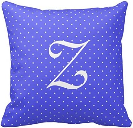 Chic Blue And White Polka Dot Monogrammed Pillow Case