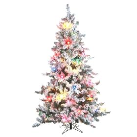 7.5 Pre-Lit Flocked Mesabi Tree - Multicolored