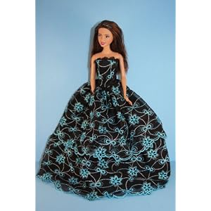 A Black and Teal Ball Gown Made to Fit the Barbie Doll by Olivia's Doll Closet