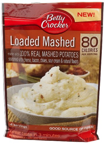 Betty Crocker Loaded Mashed 100% Real Potatoes, 3.3-Ounce Packages (Pack of 8)