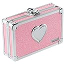 Vaultz Pencil Box with Key Lock, Pink Bling with Heart (VZ00130)