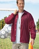 Harriton men's Nylon Staff Button Jacket. M775