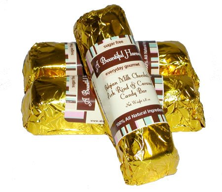 Sugar Free Belgian Milk Chocolate Pork Rind & Caramel Candy Bars - 3pc by A Bountiful Harvest