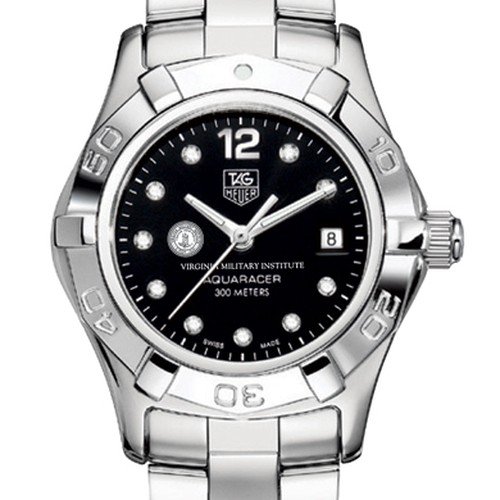Virginia Military Institute TAG Heuer Watch - Womens Steel Aquaracer Watch with Black Diamond Dial Virginia Military Institute TAG Heuer Watch - Womens Steel Aquaracer Watch with Black Diamond Dial