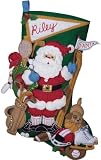 Sports Santa Stocking Felt Applique-18 Long