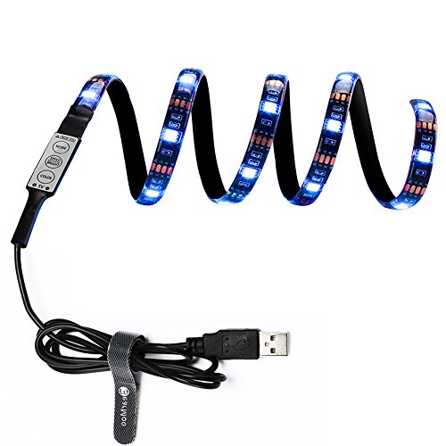 [ Top Rated TV Backlight ] USB LED Strip Light for TV PC LCD, Home Theater Accent lighting, Bias Lighting, back-lighting ( Multi-Color- 35.4 inch Length - USB Charger is Included )