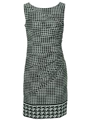 Houndstooth Print Polyester/Rayon/Spandex Pleated Sheath  Dress