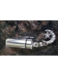 Single Detail Page Misc: Silver Cremation Urn Keepsake with Jeweled Crescent Moon and Star - Includes Velvet Pouch & Fill Kit