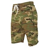 Classic Green brown Cammo camouflage reverse stitched fleece board shorts for women & girls, 5 adult sizes, tie cord waist
