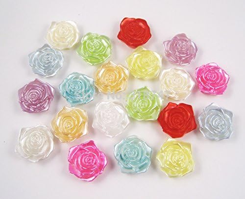 2*12pcs/lot 1.8cm Mix Color Flower Half Pearl Bead Flat Back Scrapbook Craft