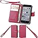 iPhone 5c Wallet Case, Wisdompro Premium PU Leather 2-in-1 Flip Folio Protective Phone Case Cover with Card Holder Slot, Magnetic Closure and Wrist Strap Lanyard for iPhone 5c - Hot Pink