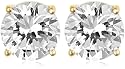 Yellow Gold Overlay Sterling Silver 8mm Round Cubic Zirconia Four-Prong Stud Earrings