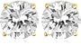Yellow Gold Plated Sterling Silver 8mm Round Cubic Zirconia Four-Prong Stud Earrings