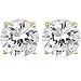 Yellow Gold Plated Sterling Silver 8mm Round Cubic Zirconia Four-Prong Stud Earrings