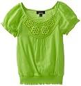 Amy Byer Girls 7-16 Gauze Cap Sleeve Shirred Waistband Top