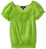 Amy Byer Girls 7-16 Gauze Cap Sleeve Shirred Waistband Top