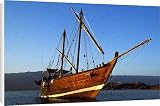 Canvas Prints of The khotiya-type dhow Sanjeeda at anchor off Mirbat, Oman from AWL Discover Images