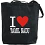 Canvas Tote Bag Black " Love Classic Tamil Nadu " India City
