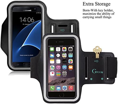 iPhone 6 Armband,Galaxy S7/S6 Armband,Iphone 6s Armband,by Gpixiu®,feartured with Sport Scratch-resistant Material,slim Light Weight,dual Arm-size Slots,sweat Resistant&amp;key Pocket,with Headphone Ports