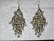 Christmas Gift-Women's 2 Antique Golden Black Silver Finish Dangling Earrings (Brand New) Free Shipping