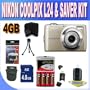 Nikon COOLPIX L24 14 MP Digital Camera with 3.6x NIKKOR Optical Zoom Lens and 3-Inch LCD (Silver) W/4GB SDHC Memory + Set of Rechargeable Batteries + Ac/Dc Charger + USB Card Reader + Memory Card Wallet + Shock Proof Case w/Strap + Accessory Saver Bundle!