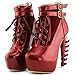 SHOW STORY Lace Up Buckle High-top Bone High Heel Platform Ankle Boots,LF40601