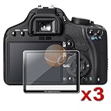 3 Pack Digital Glass LCD Screen Protector for Canon T1i & XSi DSLR Cameras