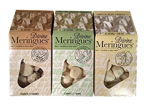3-pack Variety Divine Meringue Cookies: Chocolate, Vanilla Bean & Key Lime Coconut, 2 Oz. Packages [1 of Each]