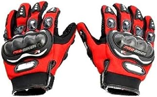 Probiker GPB Leather Motorcycle Riding Gloves (Red, X-Large)